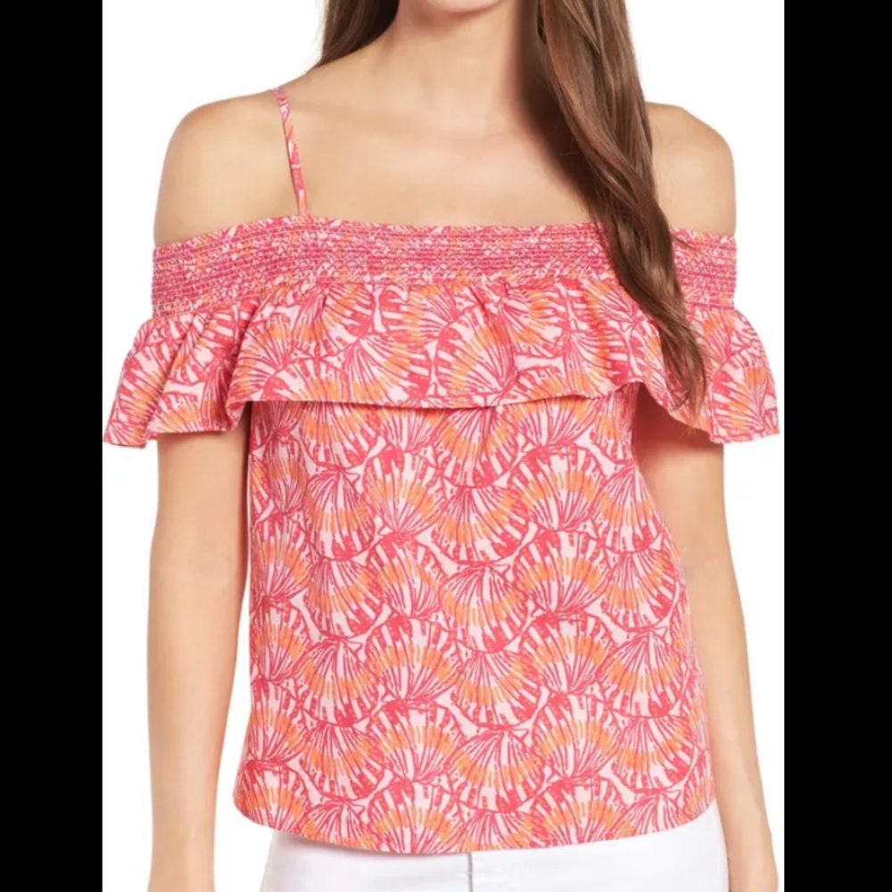 Seashell Print Off the Shoulder Top